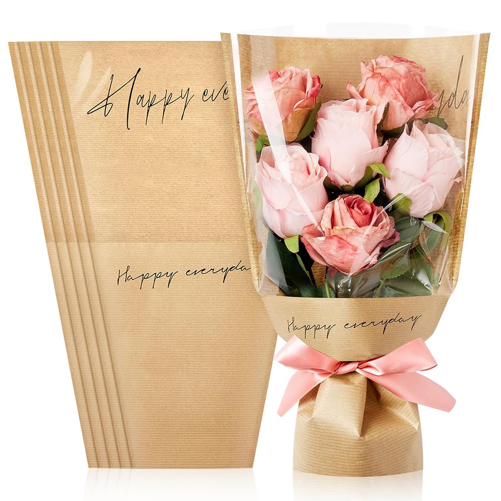 HASTHIP 20Pcs Flower Wrapping Paper Small Bouquets Wrapping Paper 17.3 Inches Brown Letter Print Packing Paper Art Craft Wrapping Paper for Small Bouquets HASTHIP 20Pcs Flower Wrapping Paper Small Bouquets Wrapping Paper 17.3 Inches Brown Letter Print Packing Paper Art Craft Wrapping Paper for Small Bouquets